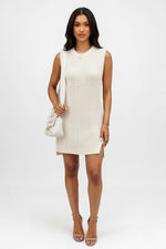 Knitted Round Neck Dress — Apricot