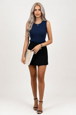 Knitted Halter Top — Blue