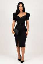 Square Neck Bodycon Dress — Black