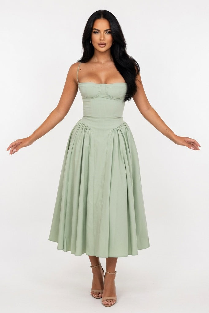 Halter Midi Dress — Light Green