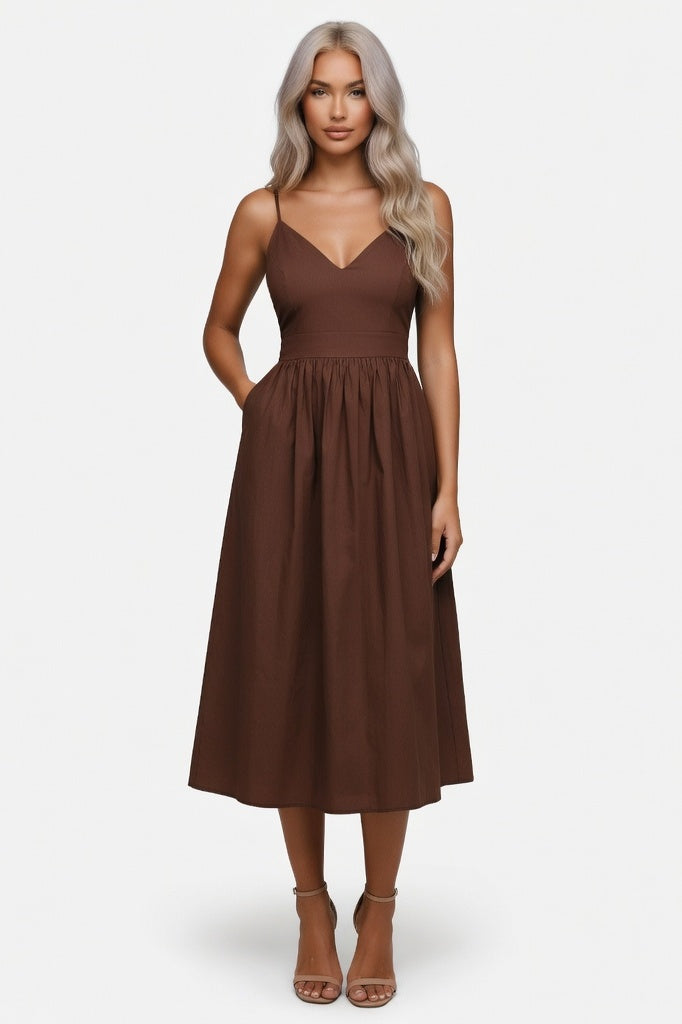 Halter Mini Dress — Dark Brown