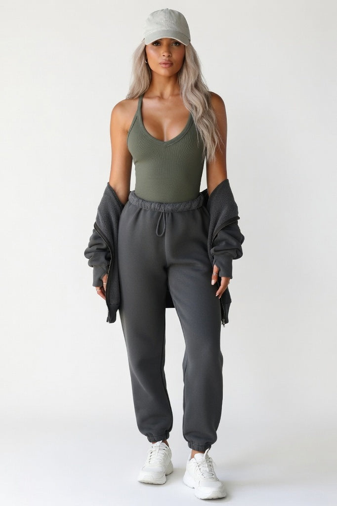 Ribbed Knit Vest — Army Green
