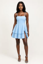 Backless Halter Mini Dress — Sky Blue