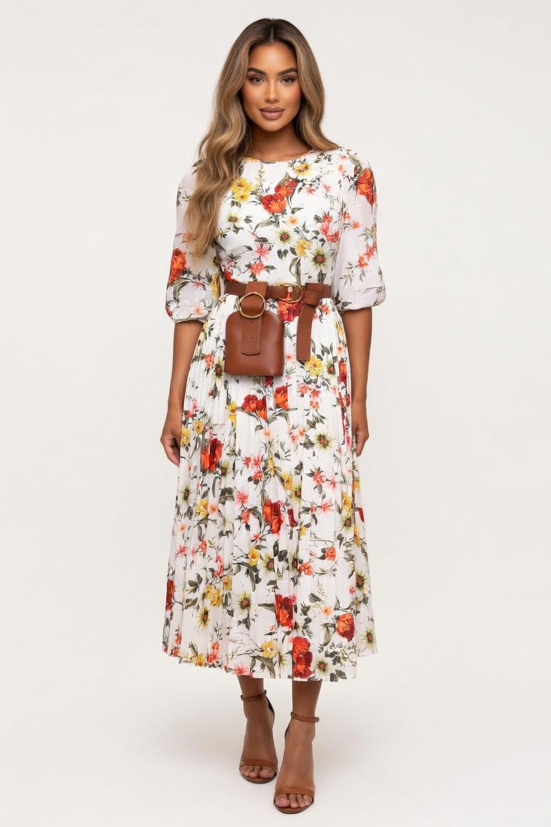 Chiffon Floral Maxi Dress — front view