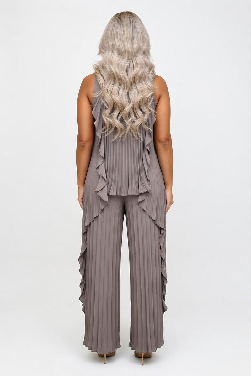 Tailored Top & Pleated Pants Co-ord — back view