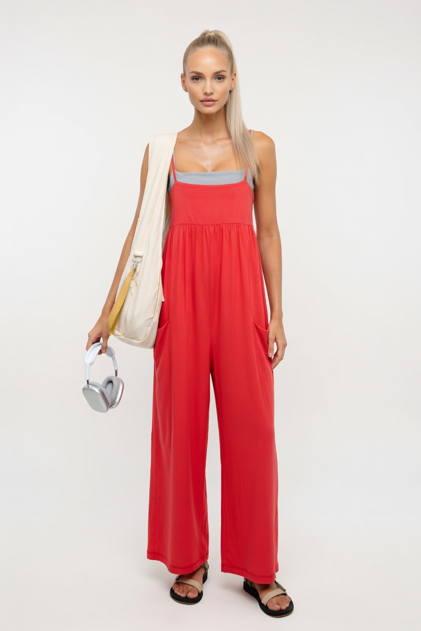 Off-Shoulder Column Maxi Dress — Red