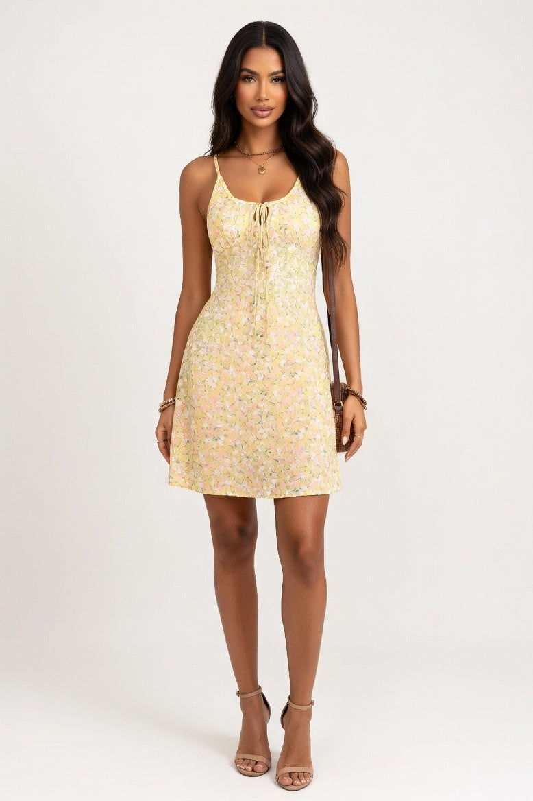 Halter Mini Dress — Yellow