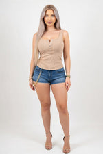 Cinched Waist Vest — Khaki