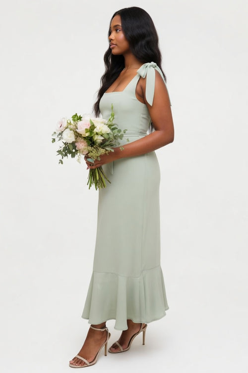 Lace-Up Ruffle Dress — side view
