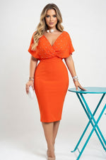 Strapless V-Neck Dress — Orange