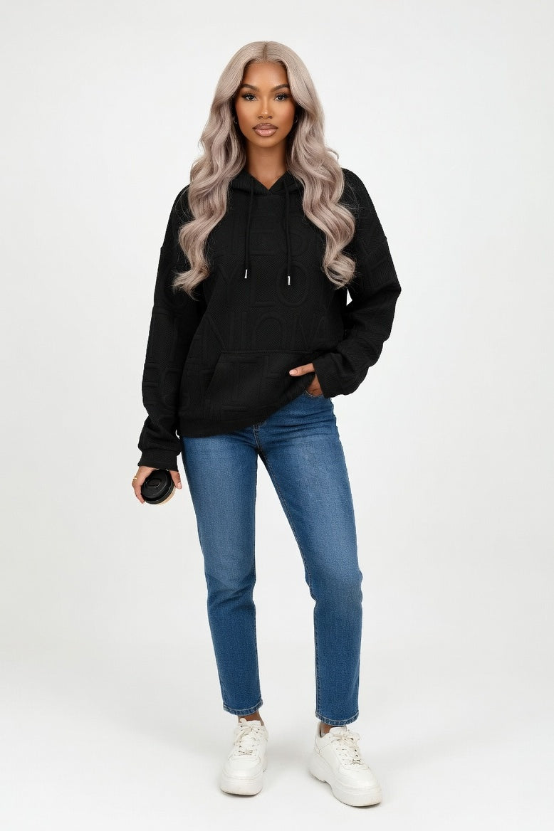 Letter Print Sweatshirt — Black