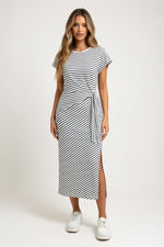 Striped Long Sleeve Dress — Black