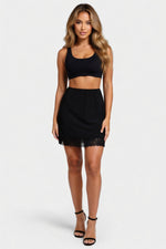 Lace Slit A-Line Skirt — Off White