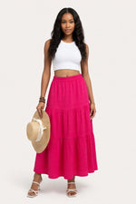 Pleated Mini Skirt — Red