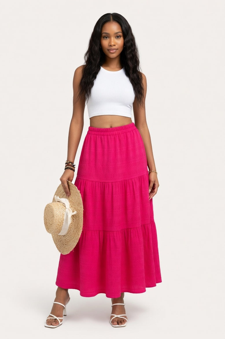 Pleated Mini Skirt — Red
