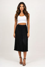 Pleated A-Line Skirt — Black