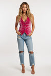 Velvet Button Front Vest