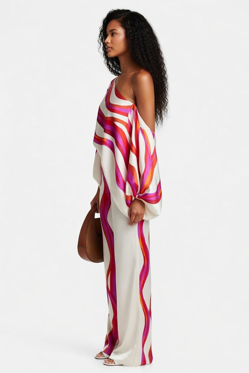 Printed Off-Shoulder Wide Leg Co-ord Set — side view