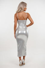 Silver Mesh Halter Dress — back view
