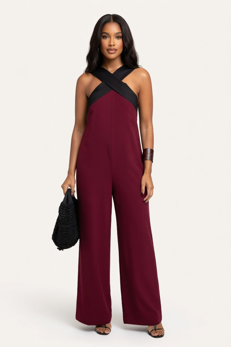 Cross Back Maxi Dress — Burgundy
