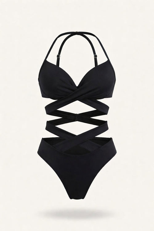 High Waist Strappy Bikini Set — front view
