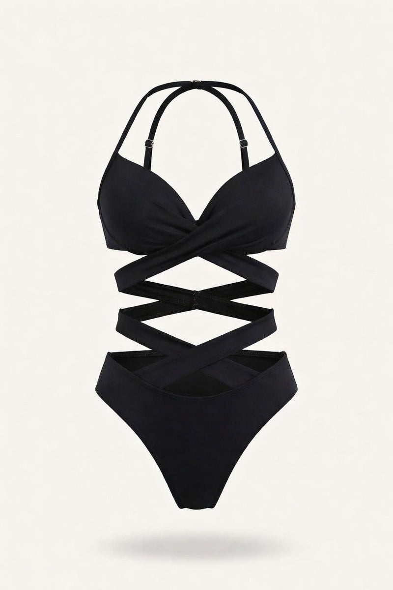 High Waist Strappy Bikini Set — front view