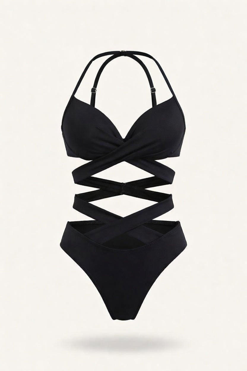 High Waist Strappy Bikini Set — front view
