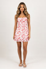 Halter Floral Mini Dress — Pink