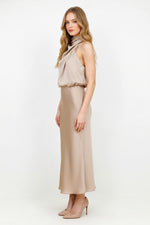 Sleeveless Satin Dress — side view