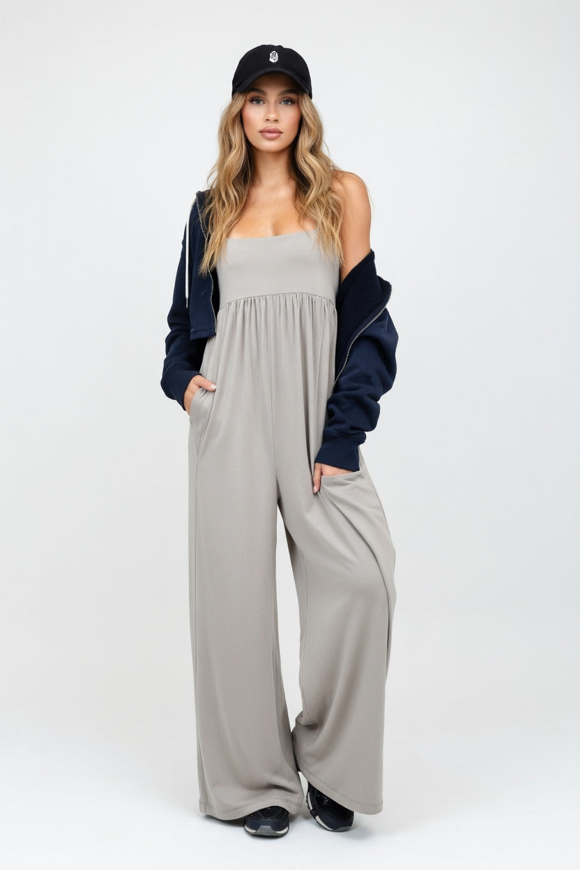 Off-Shoulder Column Dress — Light Grey