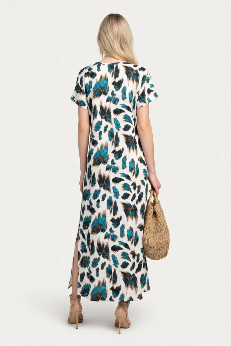 Printed V-Neck Maxi Dress — back view