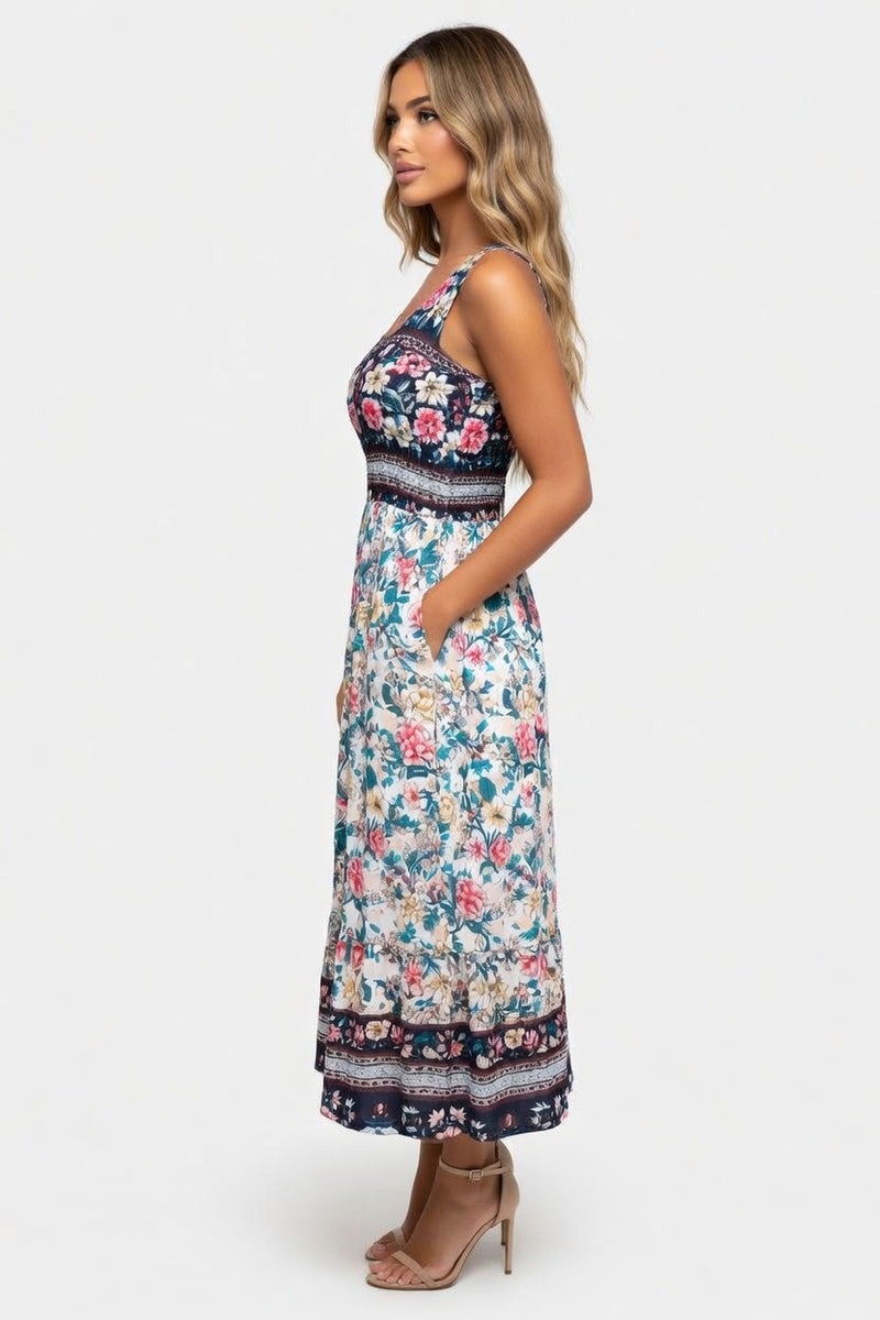 Printed A-Line Midi Dress — side view