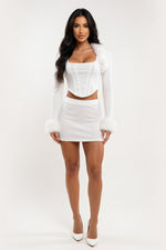 Fur Collar Co-Ord Set — Off White