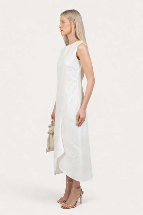 Round Neck Sleeveless Asymmetric Dress — side view