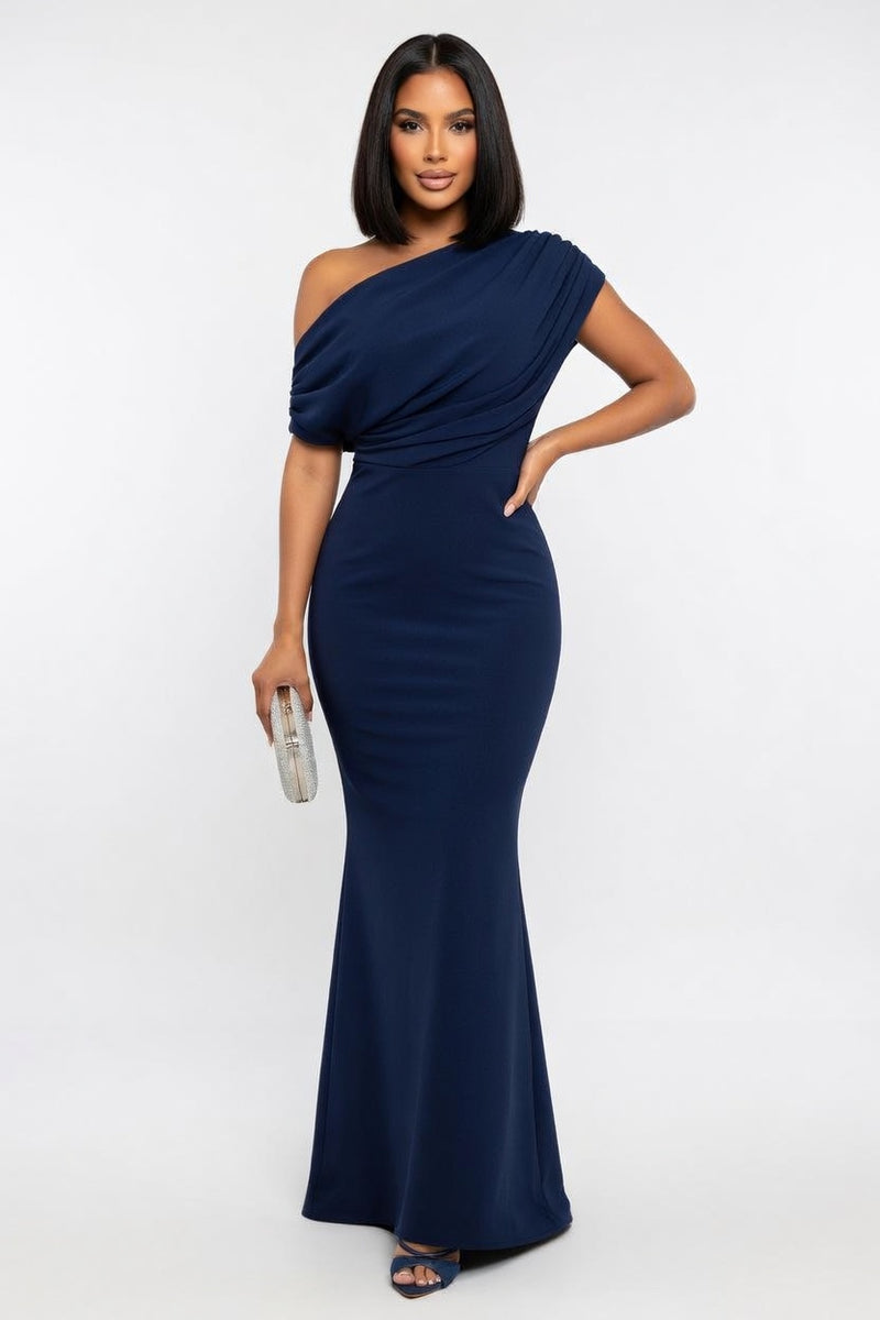 Off-Shoulder Column Maxi Dress — front view