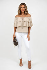 Off Shoulder Chiffon Top — front view