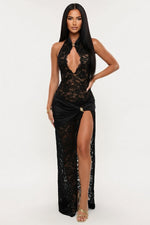 Lace High Slit Dress — front view