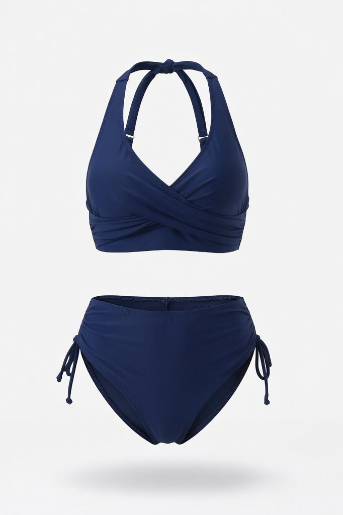 Twist Halter Bikini Set — Navy Blue