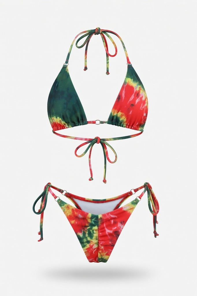 Triangle Bikini Set — Red Floral