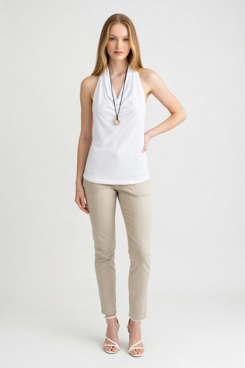 Halter V-Neck Top — Sky Blue