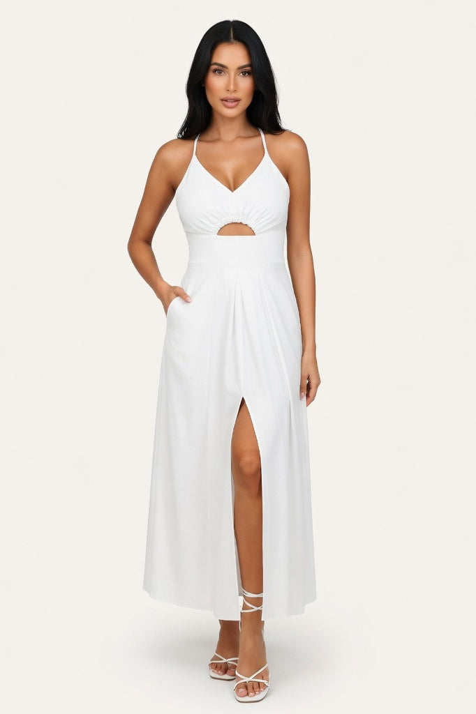 Halter Slip Dress — White