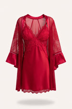 Lace Satin Cami Set — Burgundy