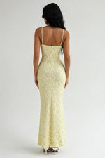 Strapless Floral Midi Dress — back view