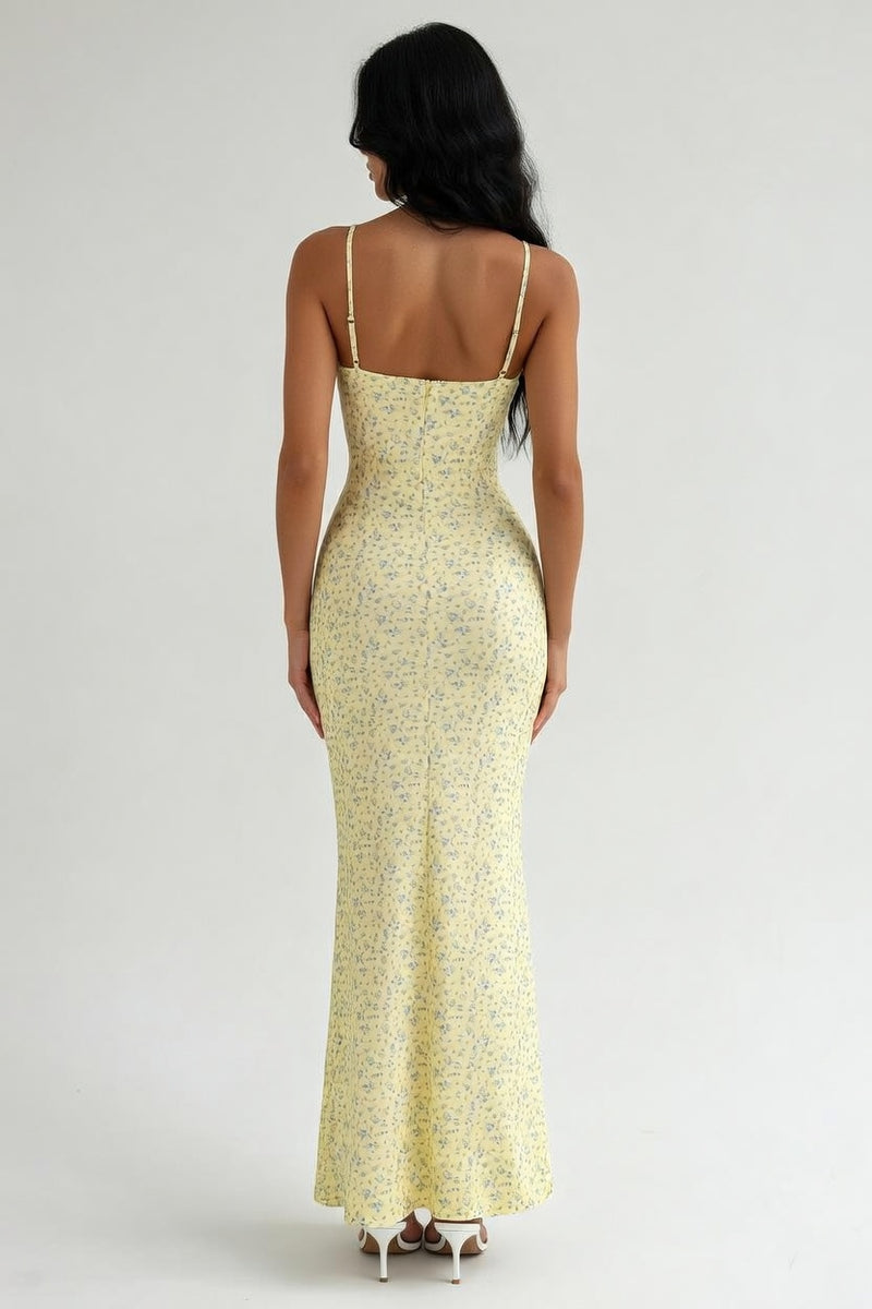 Strapless Floral Midi Dress — back view