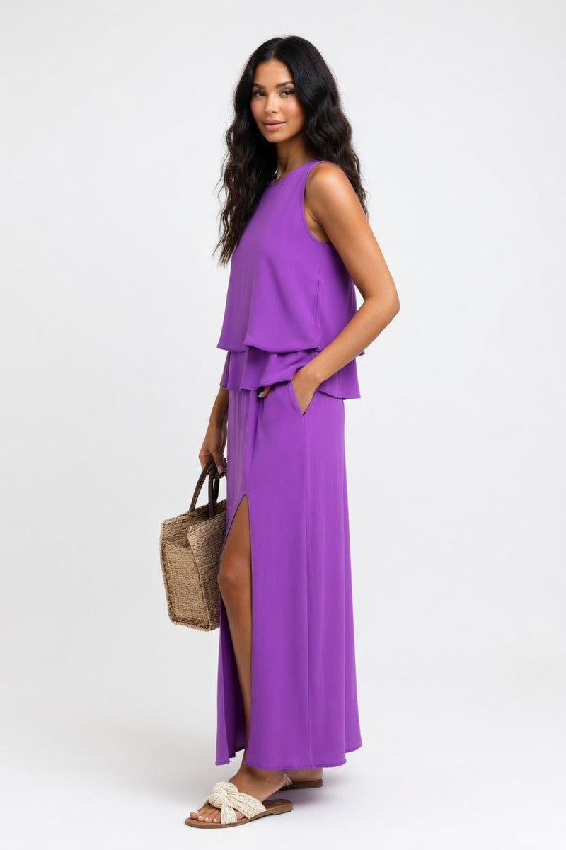 Halter Split Midi Dress — side view