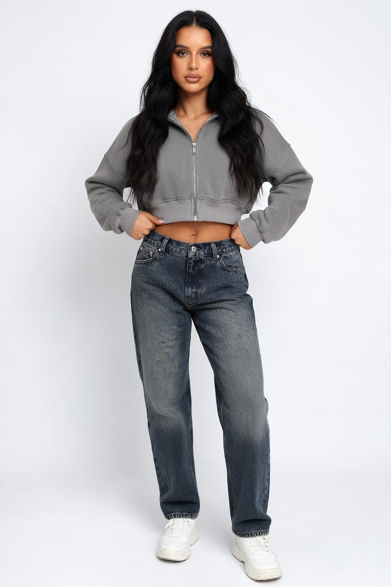 Oversized Hooded Sweatshirt — Color:E 24w 0318-079 # Coffee gray