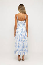 Floral Print Slit Midi Dress — back view
