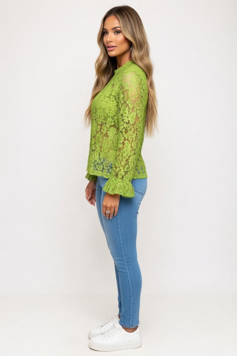 Lace Bell Sleeve Top — side view