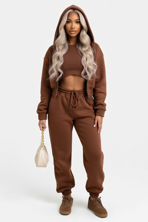 Hooded Sweat Set — Brown