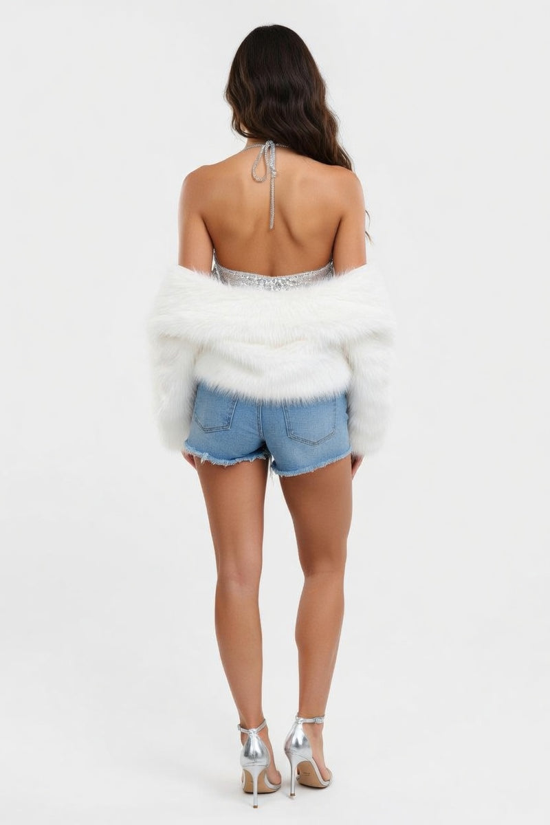 Metal Sequin Chain Mail Camisole — back view